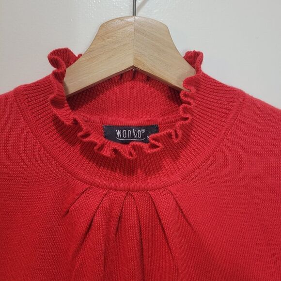 NWT Wanko Strawberry Red Ruffle Collar Sweater - Picture 2 of 8